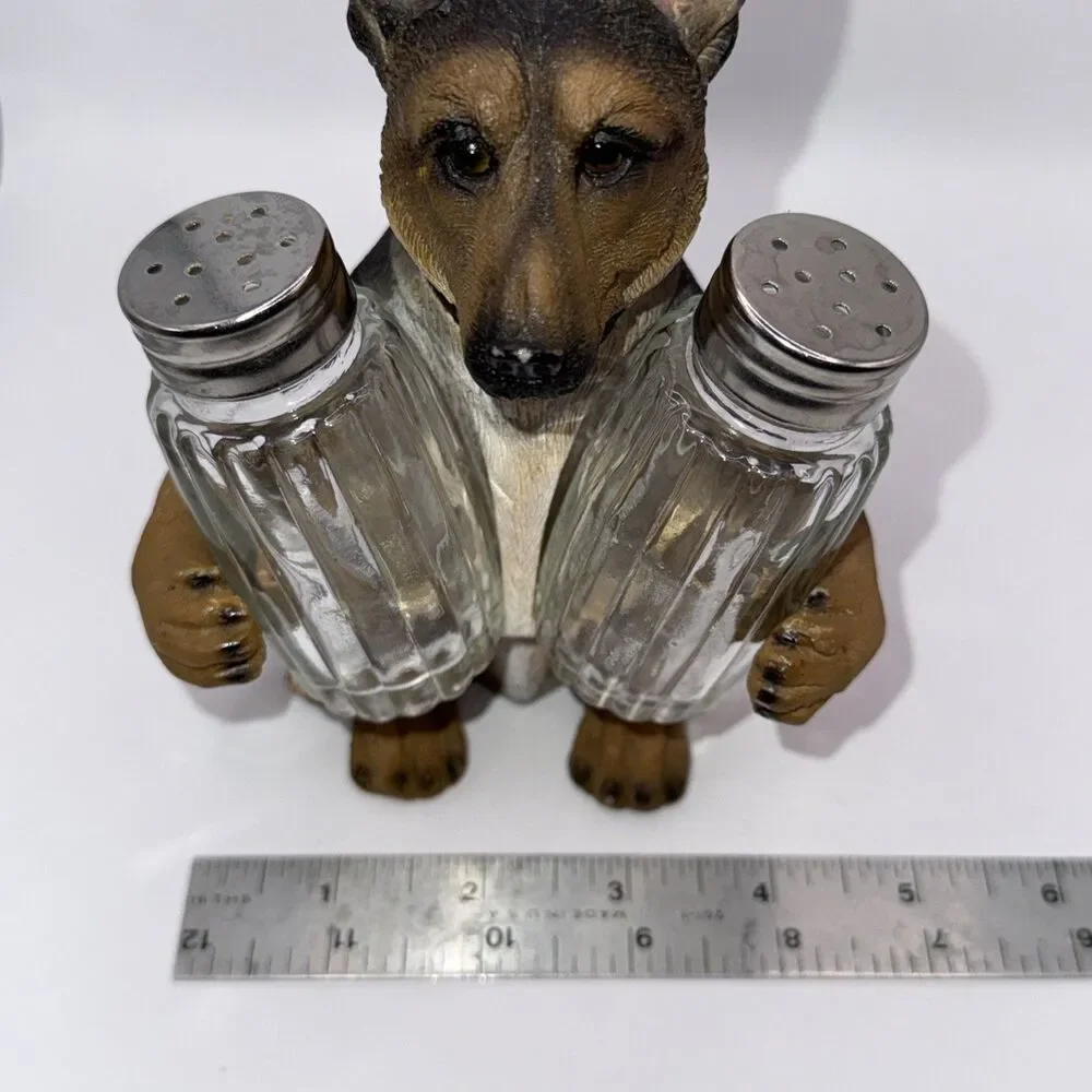 German Shepherd Dog Holding Salt & Pepper Set - Picture 8 of 8